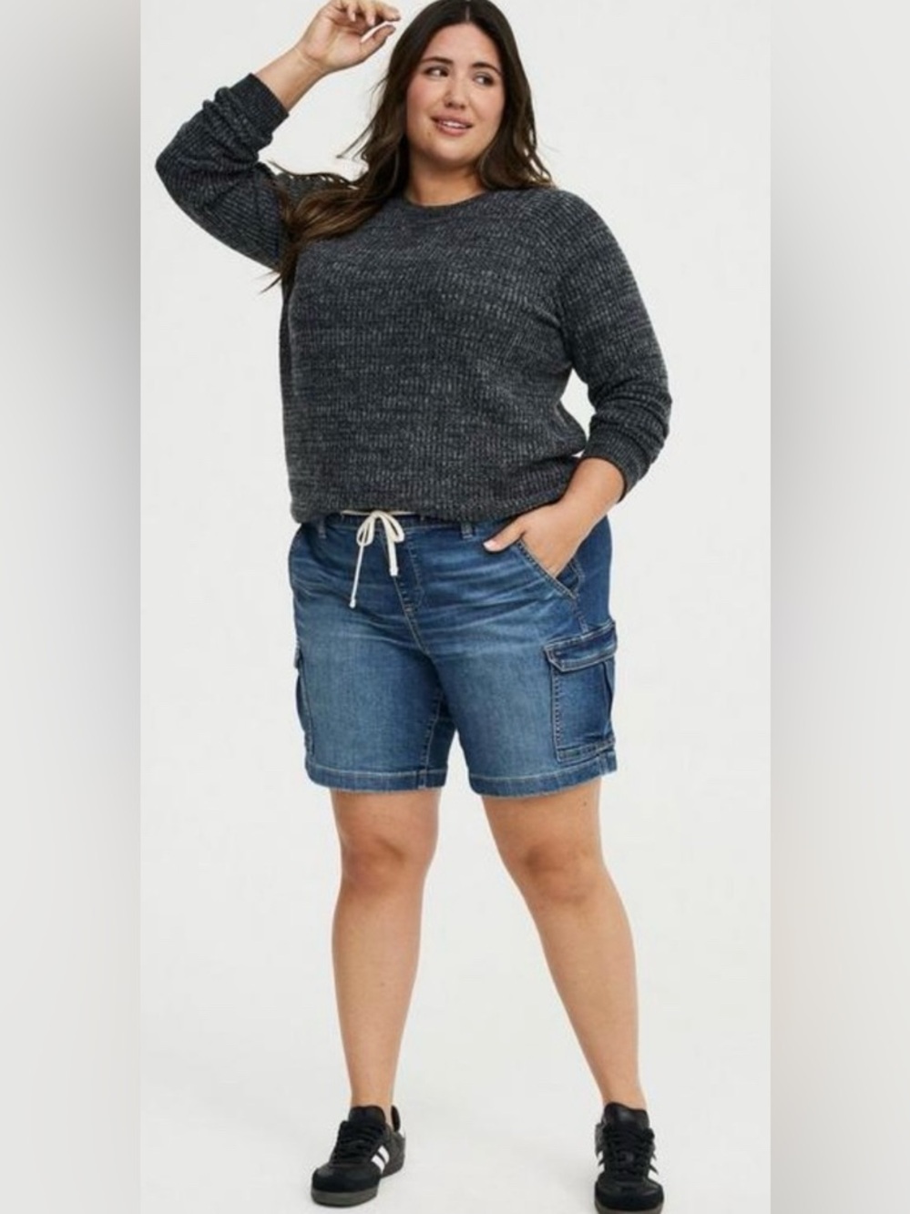 Torrid 3 Dark Blue Denim Cargo Shorts